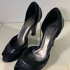 Cole Haan Black Peep-Toe Heels